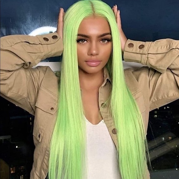♥️ 22” LIGHT GREEN STRAIGHT LACE FRONT WIG? *NWT main image 5